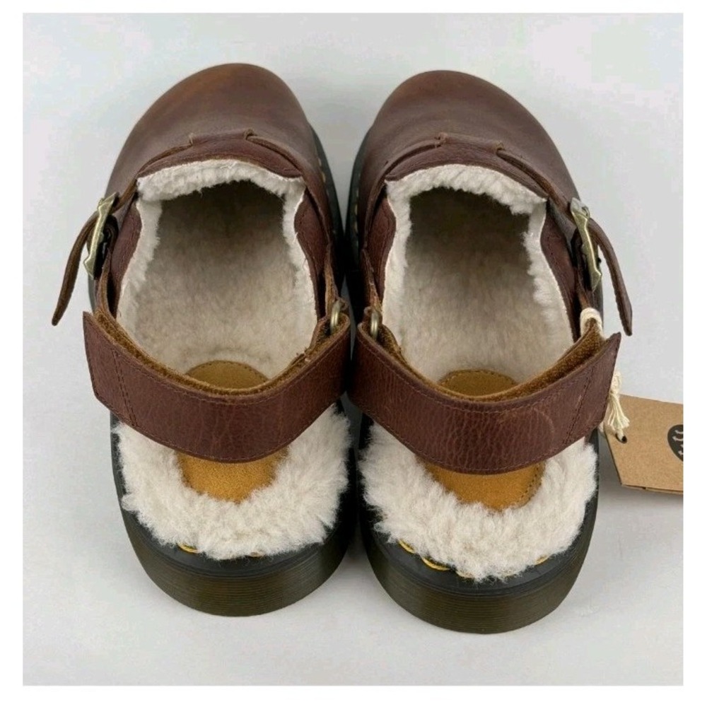 Dr. Martens Jorge II FL Faux Fur Lined Brown Leather Strap Mule WMNS 9 MENS 8 - Picture 7 of 9